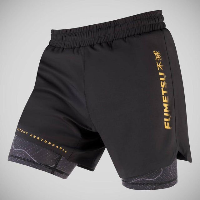Black Fumetsu Arc Dual Layer Fight Shorts    at Bytomic Trade and Wholesale