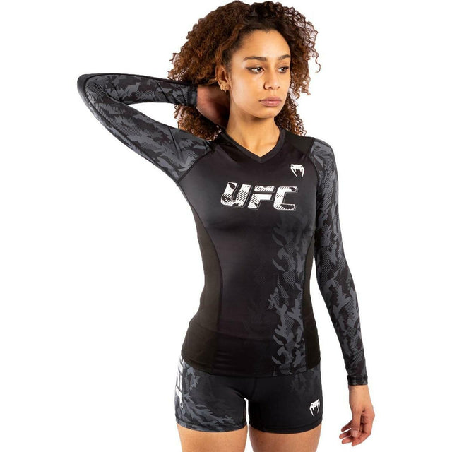 Black Venum UFC Authentic Fight Week Women's Long Sleeve Rash Guard    at Bytomic Trade and Wholesale