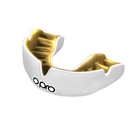 White-Gold Opro Power Fit Mouth Guard    at Bytomic Trade and Wholesale